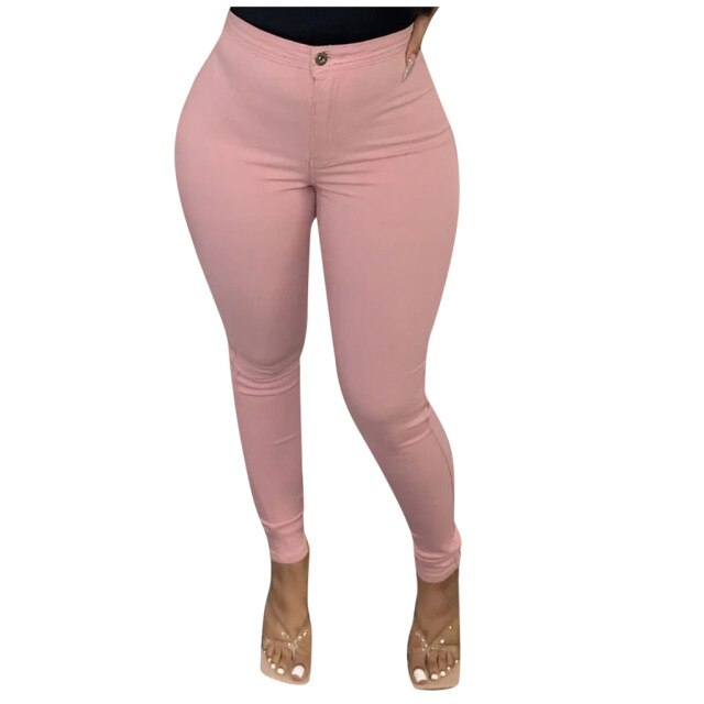 Women Multicolor Solid Elastic Legging Trousers Jeans Casual Pants Vintage Streetwear Spring Blue Aesthetic Jeans