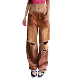 90s Vintage Streetwear Women Brown Jeans