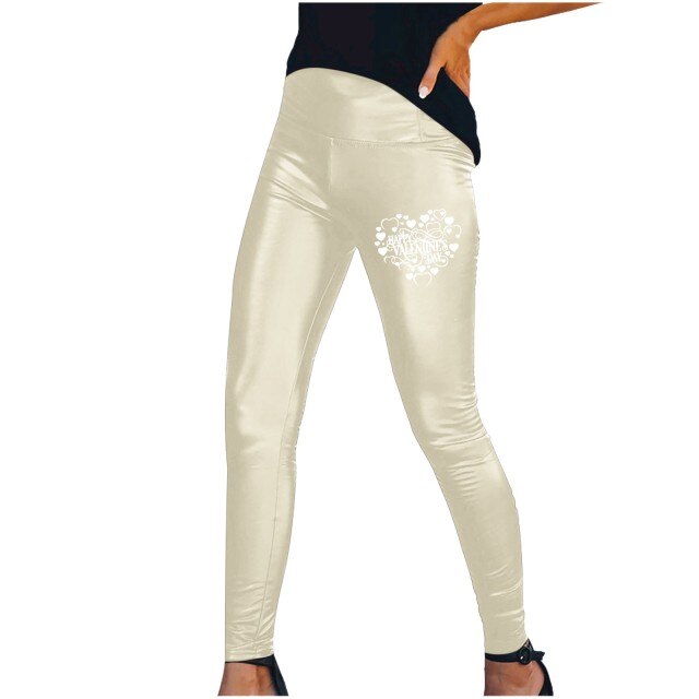 Women Hot Sexy Black Green Wine Navy Beige Leather Leggings Slim Shiny Pants S-3XL female Valentine's Day