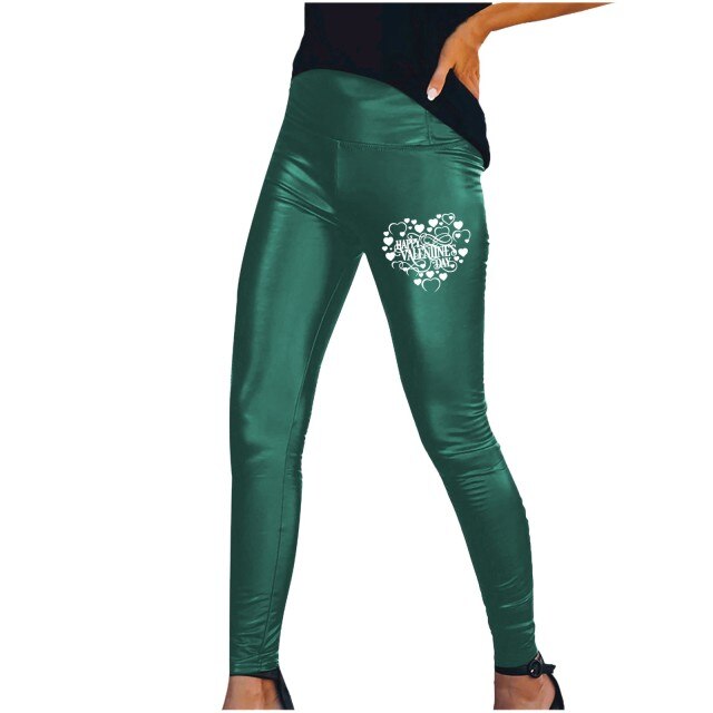 Women Hot Sexy Black Green Wine Navy Beige Leather Leggings Slim Shiny Pants S-3XL female Valentine's Day