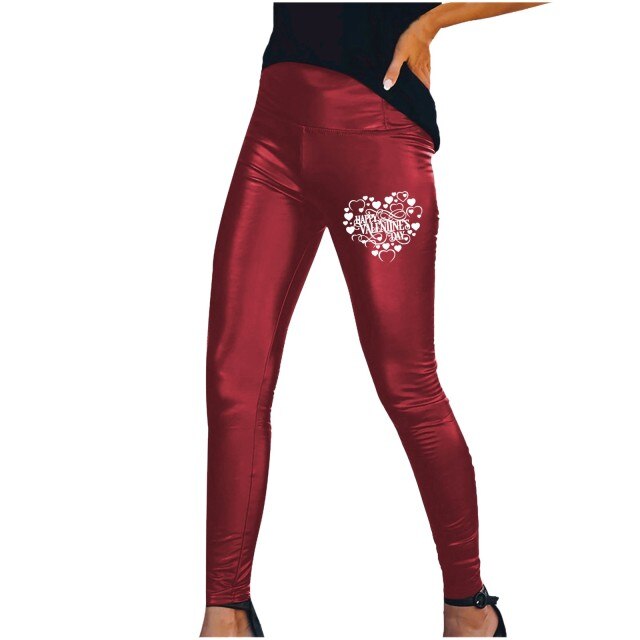 Women Hot Sexy Black Green Wine Navy Beige Leather Leggings Slim Shiny Pants S-3XL female Valentine's Day