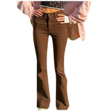 Women Flare Pants Vintage Streetwear Y2K Khaki Mid Waist Denim Cute Jean Trousers Sweatpants Women Harajuku Denim Pants