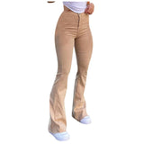 Women Flare Pants Vintage Streetwear Y2K Khaki Mid Waist Denim Cute Jean Trousers Sweatpants Women Harajuku Denim Pants