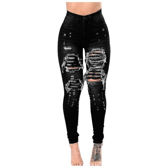 Women High Waist Skinny Jeans With Zipper In The Back Vintage Push Up Black Jeans Femme Fitness Denim Pants Streetwear Leggings