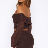 In Too Deep Long Sleeve Knit Top Chocolate