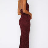 Destiny Lace Maxi Dress Burgundy