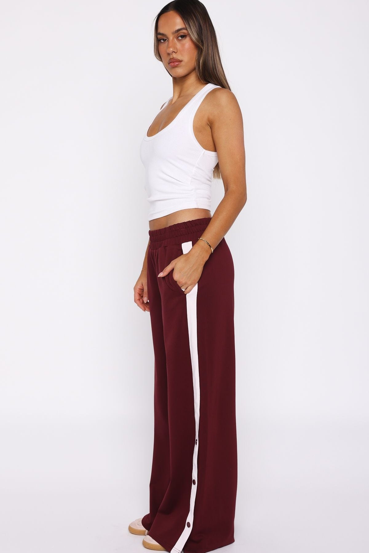 Our Bridges Burned Wide Leg Pants Burgundy