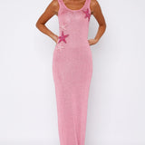 Marine Mist Sequin Knit Maxi Dress Pink