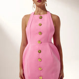 Rebecca Halter Backless Mini Dress