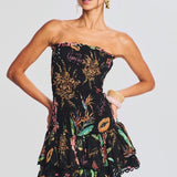 Rosa Shirred Printed Mini Dress