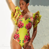 Ruffles Flower Print Skirt Two Piece Set