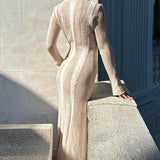 Ruth Splicing Textured Knit Maxi Dress