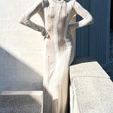 Ruth Splicing Textured Knit Maxi Dress