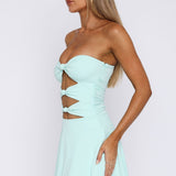 Sneaky Games Strapless Mini Dress Aqua