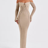 Sexy Backless Suspender Slim Hollow Long Sleeve Dress