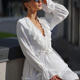 Sharon V-neck Ruffle Mini Dress
