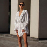 Sharon V-neck Ruffle Mini Dress