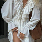 Sharon V-neck Ruffle Mini Dress