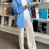 Sheer Lace Graceful Wide Leg Pants