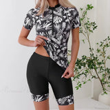 Short Sleeve Rash Guard Bikini Two Piece Set