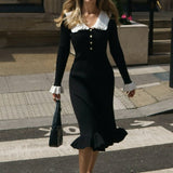Sicily Ruffle Pearl Midi Knit Dress