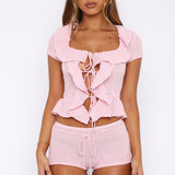 Cool It Crochet Short Sleeve Top Pink