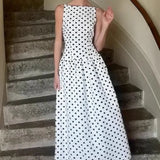 Sleeveless Polka Dot Casual Maxi Dress