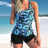 Sleeveless Vest Shorts Print Two Piece Set