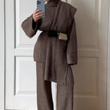 Soft Cable Knit Sweater Pants Two Piece Set