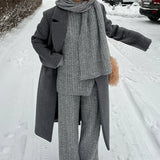 Soft Cable Knit Sweater Pants Two Piece Set