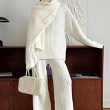 Soft Cable Knit Sweater Pants Two Piece Set
