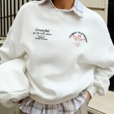 Solid Angel Print Thickened Crew Neck Sweatshirt