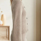 Solid Cinched Waist Elegant Minimal Cardigan Sweater