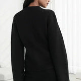 Solid Cinched Waist Elegant Minimal Cardigan Sweater