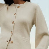 Solid Cinched Waist Elegant Minimal Cardigan Sweater