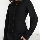 Solid Cinched Waist Elegant Minimal Cardigan Sweater