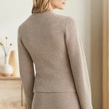Solid Cinched Waist Elegant Minimal Cardigan Sweater