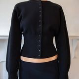 Solid Color Button Long Sleeve Slim Cardigan Sweater
