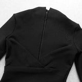 Solid Color Dress Long Sleeve Large V-neck Bandage Dress