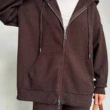 Solid Knit hooded Straight-Leg Two Piece Set