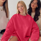 Solid Oversize Relaxed Pullover Sweatshirt