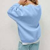 Solid Oversize Relaxed Pullover Sweatshirt