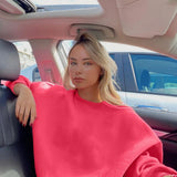 Solid Oversize Relaxed Pullover Sweatshirt
