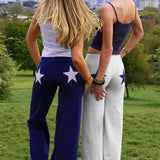 Star Print Stretchy High Waist Straight Leg Pants