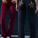 Star Print Stretchy High Waist Straight Leg Pants