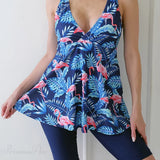 Straped Print Beach Dress Two Piece Set