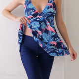 Straped Print Beach Dress Two Piece Set