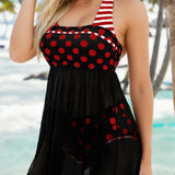 Strapless Push Up Dot Two Piece Set