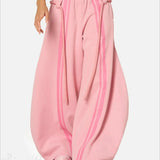 Streetwear Drawstring High-Waist Wide Pants