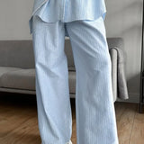 Striped Lace Casual Long Sleeve Pants Scarf Three Piece Set